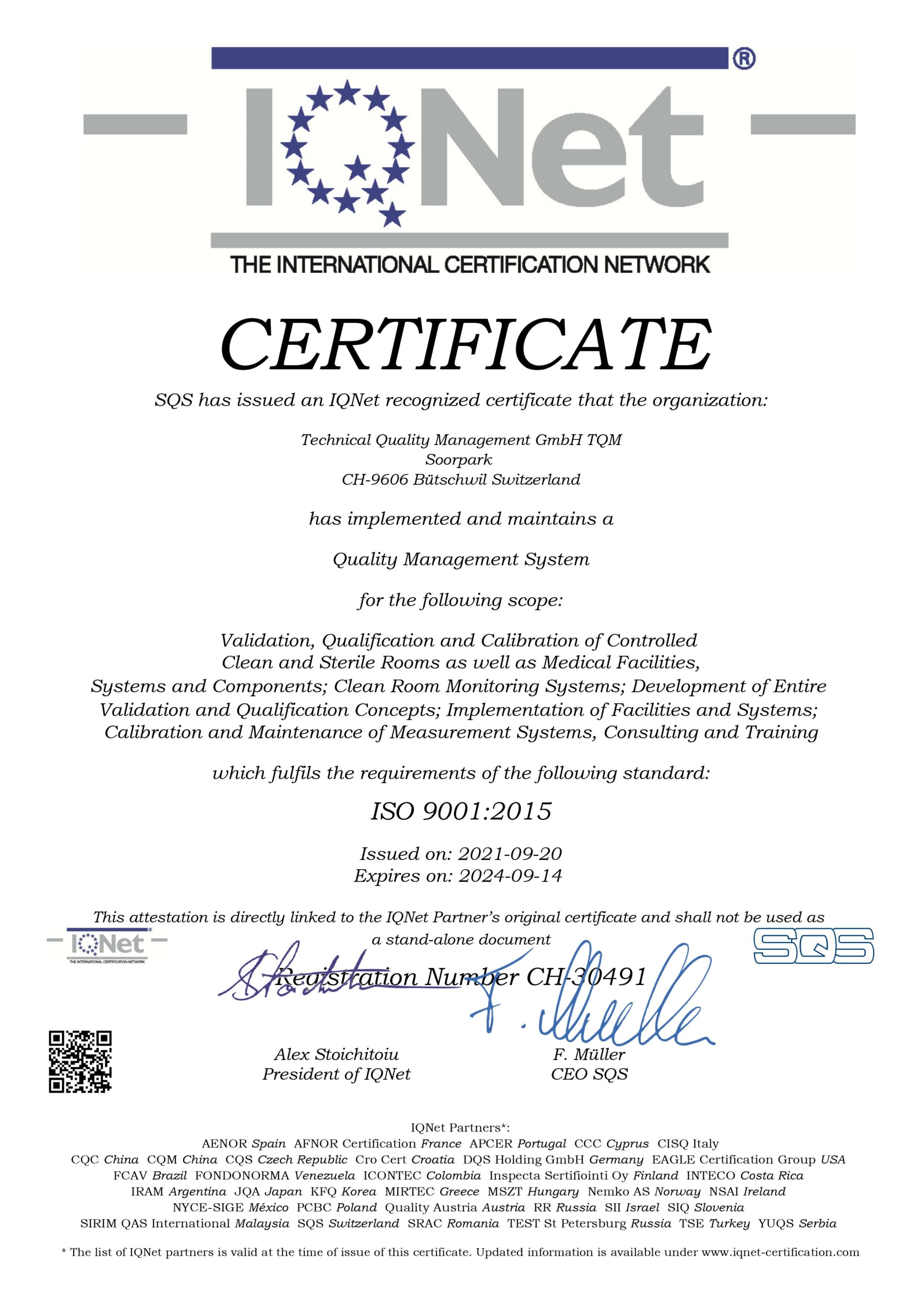 TQM Lufthygiene ISO Zertifikat