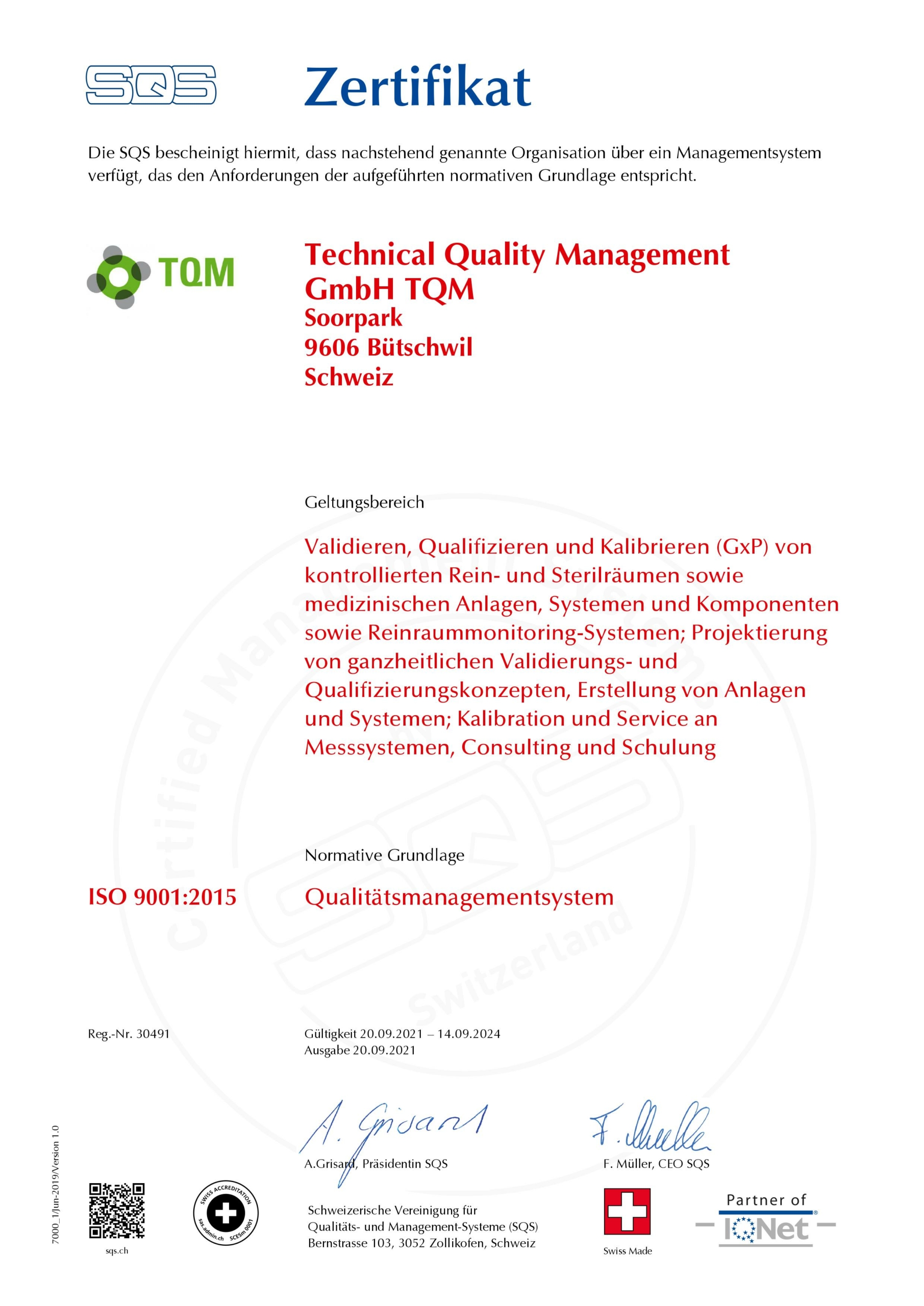 TQM Luftmessung ISO Zertifikat